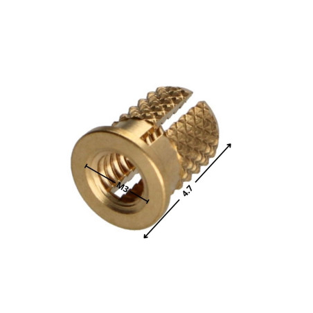1 x Inserto con reborde APLICACIÓN DE EXPANSIÓN Latón M3X4.7