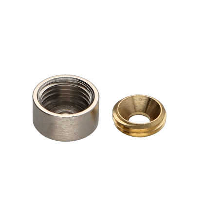 1 x Roseta cilíndrica o embellecedor tornillo (1 roseta y 1 arandela de tornillo) Latón niquelado diámetro 15 Tornillo
