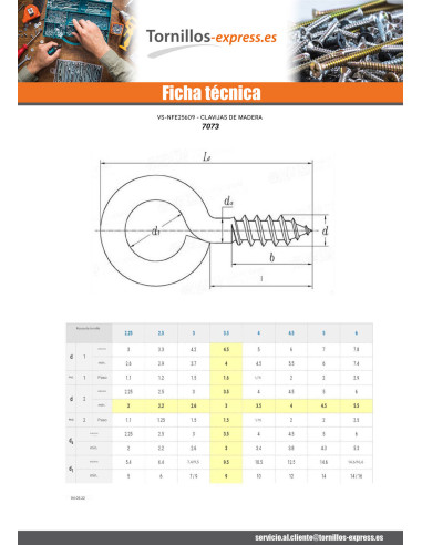 1 x Tornillos de ojo Latón 4X30