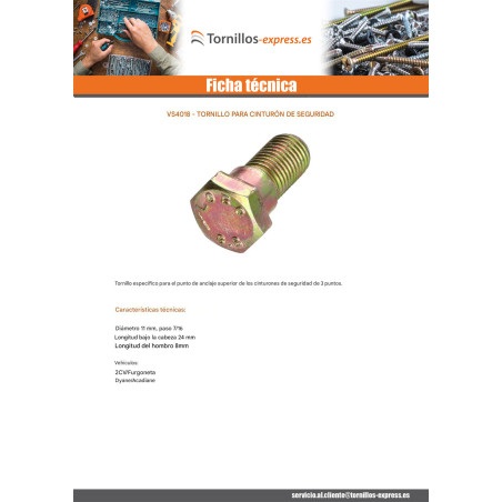 1 x Tornillos del cinturón de seguridad 7/16" X 24 Bicromato
