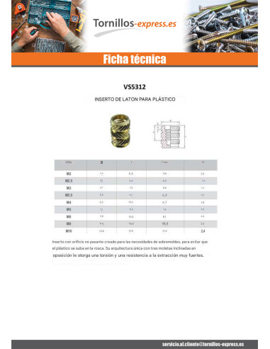 1 x Inserto Latón CORRECCIÓN DE FLUJO M3X7.3