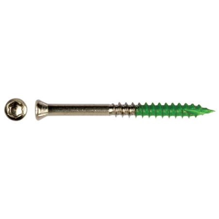 1 x Tornillo terraza cabeza fresada/testa svasat TORX T25 5.5X60 roscado en 32 Inoxidable A4 antifricción Verde