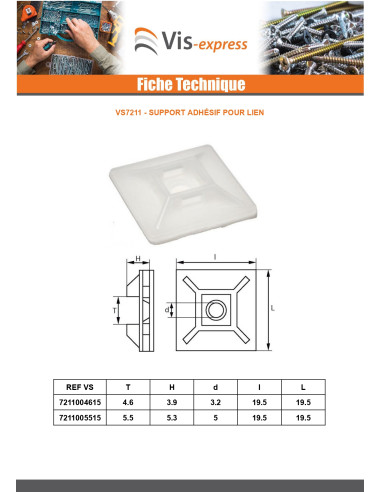 1 x Soporte adhesivo para brida hasta 4.6
