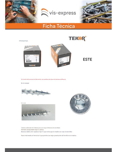 1 x Tornillos para madera TEKOR cabeza...