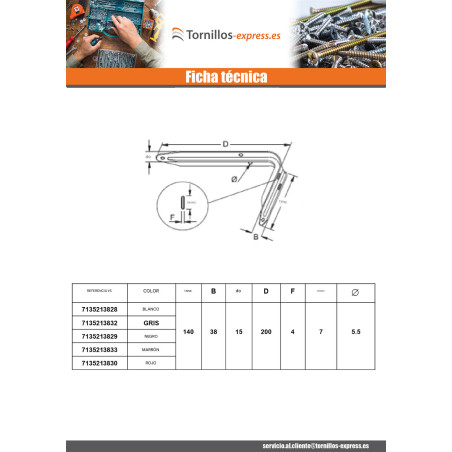 1 x Soporte para estante 147X240 blanco