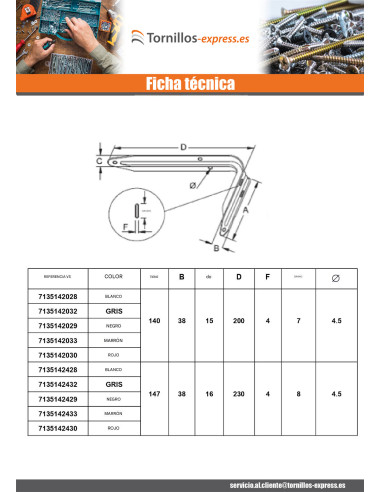1 x Soporte para estante 110X150 Gris