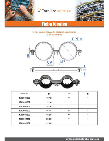 1 x Collar de fijación doblemente insonorizado...