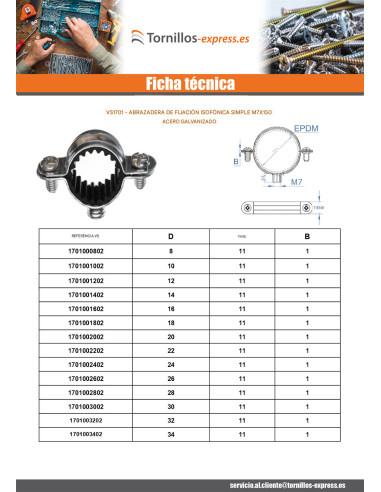 1 x Collar de fijación insonorizado sencillo...