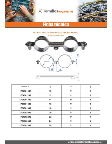 1 x Abrazadera de manguera metálica doble...