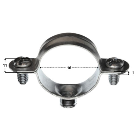 1 x Abrazadera metálica para manguera M7X150 diámetro 16 Acero cincado blanco