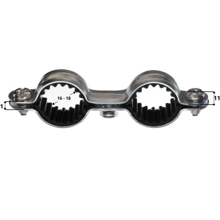 1 x Collar de fijación doblemente insonorizado M7X150 diámetro 16 Acero cincado blanco