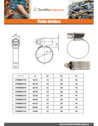 1 x Abrazadera Inox W5 diámetro 25 con 40 banda...