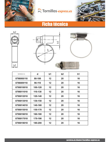 1 x Abrazadera Inox W5 diámetro 25 con 40 banda...