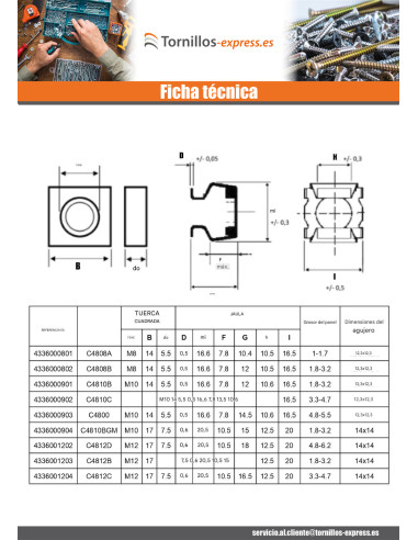 1 x Tuerca tapón Inox Cincada C4806C M6 grosor...