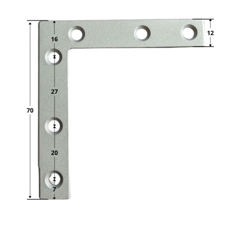 1 x Escuadra plano refuerzo punta cuadrado 70X70X12 Acero cincado blanco