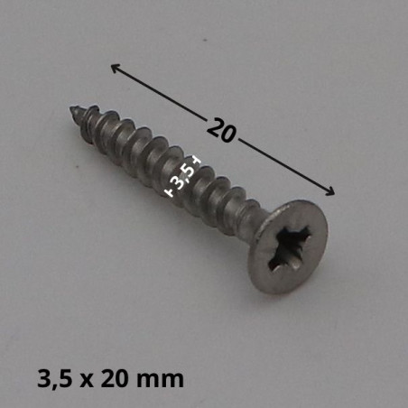 1 x Tornillo madera aglomerado Inoxidable A2 cabeza fresada/testa svasat Pozi 3.5X20