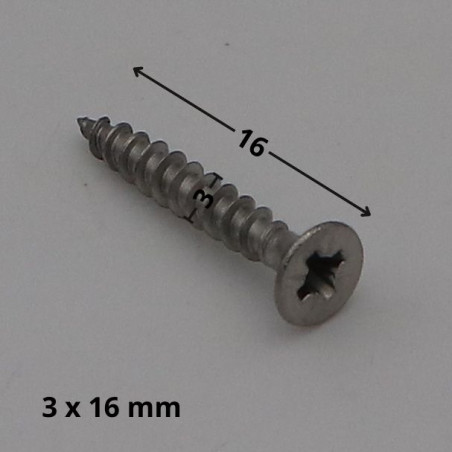 1 x Tornillo madera aglomerado Inoxidable A2 cabeza fresada/testa svasat Pozi 3X16 microtornillo