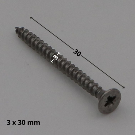 1 x Tornillo madera aglomerado Inoxidable A2 cabeza fresada/testa svasat Pozi 3x30 microtornillo
