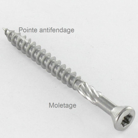 1 x Tornillo terraza TEKOR cabeza fresada abombada TORX T25 5X70 cut punta antihendidura tipo 17 Inox C2