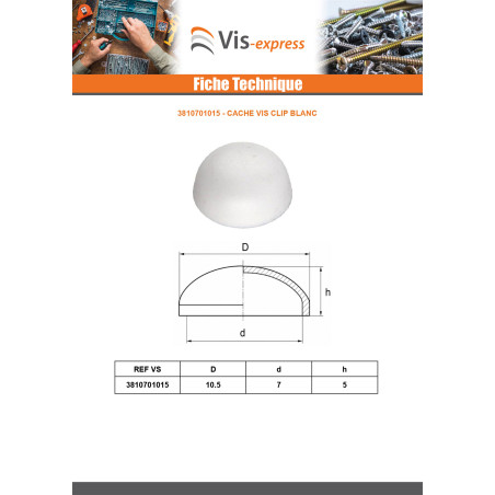 1 x Embellecedor tornillo VIDEO 7X10.5 Polietileno blanco