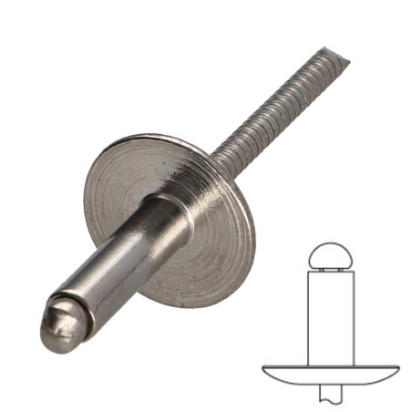1 x Remache AL/A4 cabeza extra ancha 4.8X12 RAL9010 blanco puro