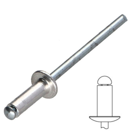 1 x Remaches ciegos Barra Filettata Alluminio Acciaio 4.8X25 Cabeza redonda estándar RAL7035 gris claro