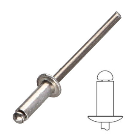1 x Remache ciego, totalmente de aluminio 4x6 grosor de ajuste 0.5 con 2 Cabeza redonda estándar RAL7016 gris antracita
