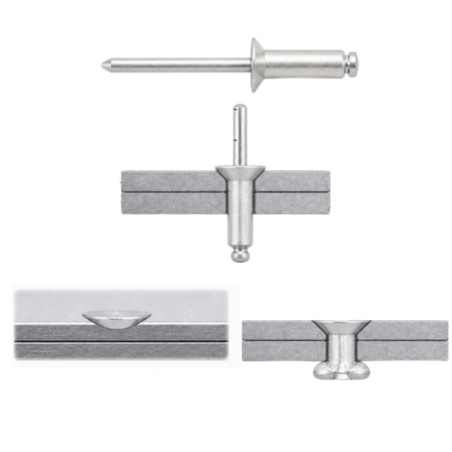 1 x Remache Ciego Todo Acero Inoxidable cabeza fresada/testa svasat 3.2X10 grosor de ajuste 5 con 7
