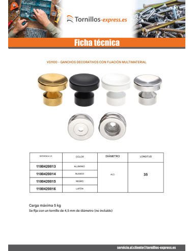 1 x Perchero decorativo Latón con fijación...