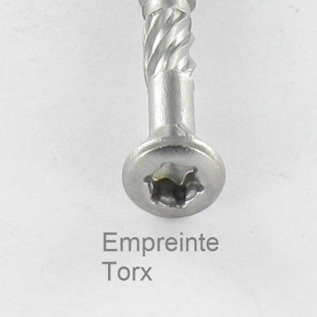 1 x Tornillo terraza TEKOR cabeza fresada abombada TORX T15 4X45 cut punta antihendidura tipo 17 Inox C2