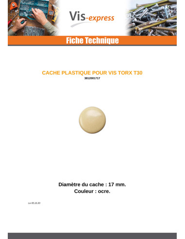 1 x Tapón para Cabeza de Tornillo TORX T30...