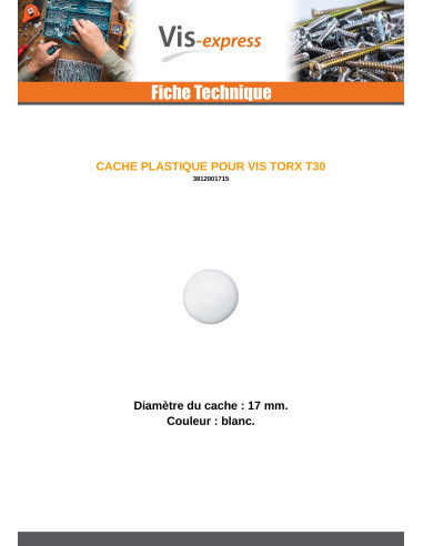 1 x Tapón para Cabeza de Tornillo TORX T30...