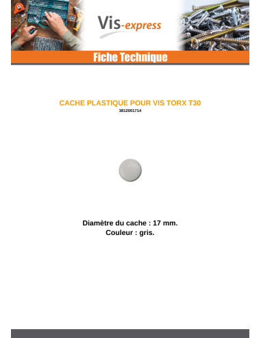 1 x Tapón para Cabeza de Tornillo TORX T30...