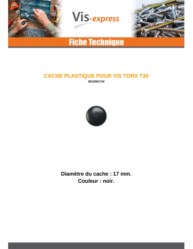 1 x Tapón para Cabeza de Tornillo TORX T30...