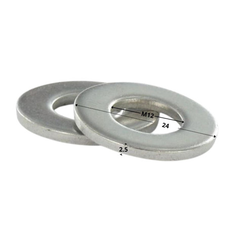 1 x Arandela plano M12X24X2.5 serie Z (estrecha) Acero cincado blanco