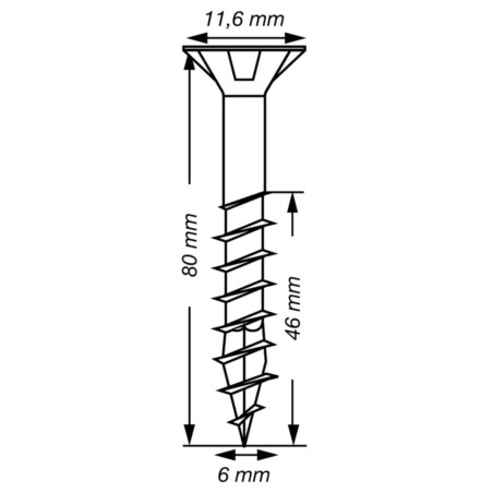 1 x Spax T-STAR MÁS cabeza fresada/testa svasat TORX T30 Inoxidable A2 6X80 roscado en 46