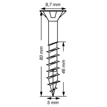 1 x Spax T-STAR MÁS cabeza fresada/testa svasat TORX T20 Inoxidable A2 5X80 roscado en 46