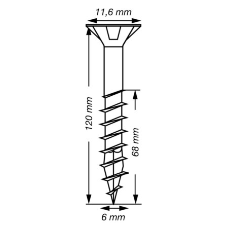 1 x Spax T-STAR MÁS cabeza fresada/testa svasat TORX T30 Inoxidable A2 6X120 roscado en 68