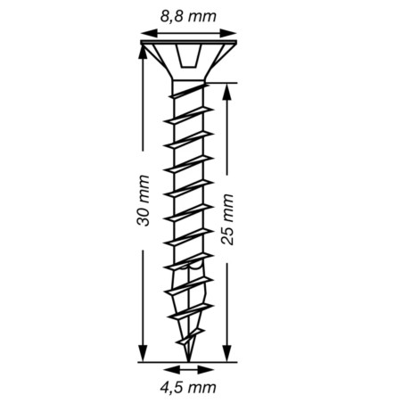 1 x Spax T-STAR MÁS cabeza fresada/testa svasat TORX T20 Inoxidable A2 4.5X30 roscado total