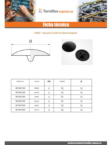1 x Tapón para Cabeza de Tornillo Phillips 3...