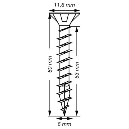 1 x Spax T-STAR MÁS cabeza fresada/testa svasat TORX T30 Inoxidable A2 6X60 roscado total