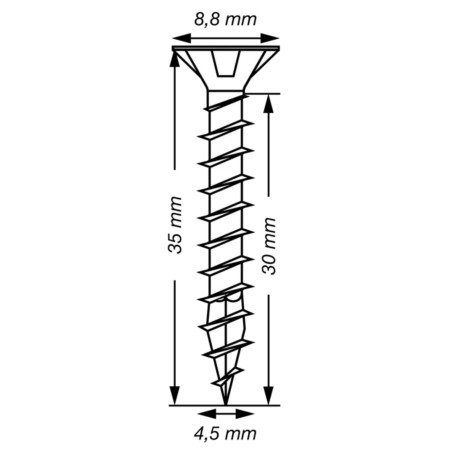 1 x Spax T-STAR MÁS cabeza fresada/testa svasat TORX T20 Inoxidable A2 4.5X35 roscado total