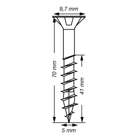 1 x Spax T-STAR MÁS cabeza fresada/testa svasat TORX T20 Inoxidable A2 5X70 roscado en 41