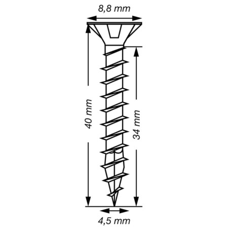 1 x Spax T-STAR MÁS cabeza fresada/testa svasat TORX T20 Inoxidable A2 4.5X40 roscado total