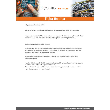 1 x Tuerca remachable M6X14.5 ALPC 30 Aluminio grosor de ajuste 0.5 con 3