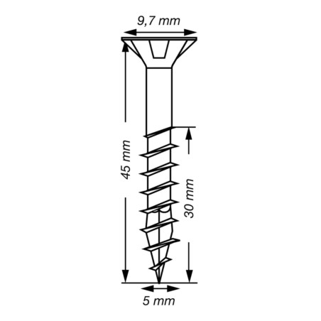 1 x Spax T-STAR MÁS cabeza fresada/testa svasat TORX T20 Inoxidable A2 5X45 roscado en 30