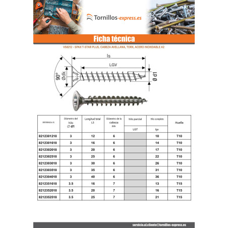 1 x Spax T-STAR MÁS cabeza fresada/testa svasat TORX T30 Inoxidable A2 6X160 roscado en 65