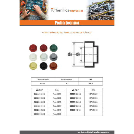 1 x Capuchón cabeza hexagonal Polietileno RAL3011 marrón rojizo Para tornillos autotaladrantes o para chapa 4.8-5.5