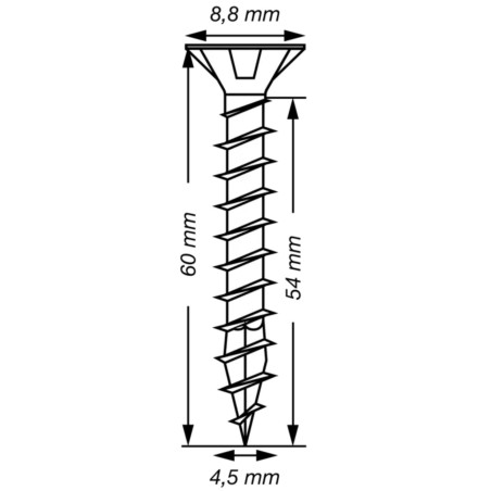 1 x Spax T-STAR MÁS cabeza fresada/testa svasat TORX T20 Inoxidable A2 4.5X60 roscado total