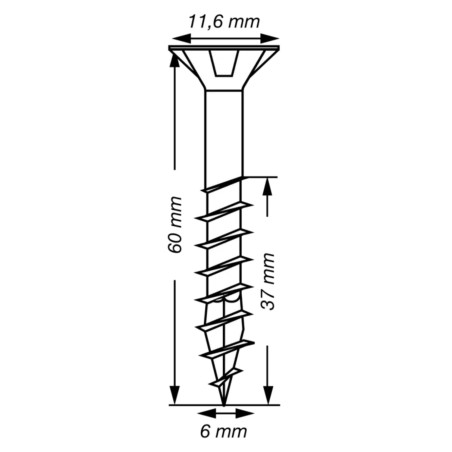 1 x Spax T-STAR MÁS cabeza fresada/testa svasat TORX T30 Inoxidable A2 6X60 roscado en 37